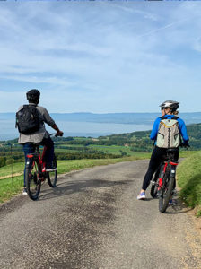 ebike tour of Lavaux with professional guide. Stop for Swiss wine tasting after. 